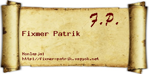 Fixmer Patrik névjegykártya